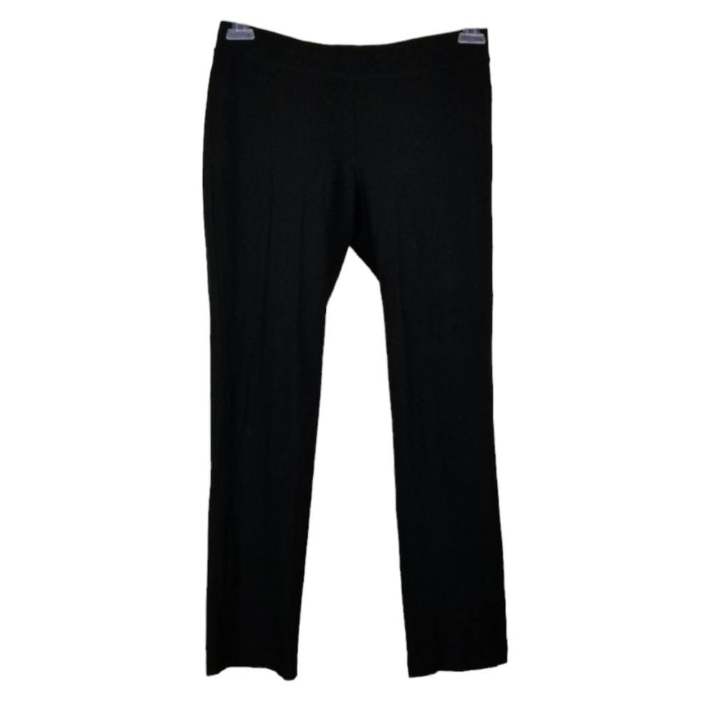 Eileen Fisher Womens XS Straight Leg Pants Black Stretch Viscose Nylon Spandex